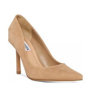 steve madden tan Beige Nude vala heels suede Genuine Leather Stiletto Pointed 9